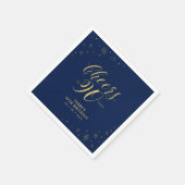 金ゴールドと海軍 |モダン応援90th誕生日パーティー スタンダードカクテルナプキン (角)