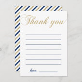 金ゴールドと海軍 |男のモダン子パーティーありがとう サンキューカード (正面/裏面)