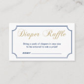 金ゴールドと海軍 |男の子の赤ちゃんシャワーおむつラッフルチケット エンクロージャーカード (正面)