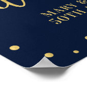 金ゴールドと海軍 |紙吹雪モダンようこそパーティー署名 ポスター (角)