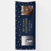 金ゴールドと海軍 |結婚の記念日パーティー 横断幕 (縦)