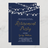 金ゴールドと海軍 |退職モダンパーティの招待状 招待状 (正面/裏面)