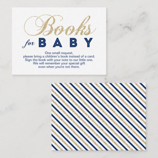 金ゴールドと海軍 | Baby Showerブックカードを持ち込む エンクロージャーカード (正面/裏面)
