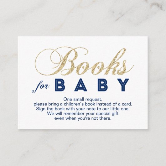 金ゴールドと海軍 | Baby Showerブックカードを持ち込む エンクロージャーカード (正面)