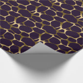 金ゴールドと深いパープル抽象芸術ヒョウ柄 ラッピングペーパー (角)