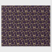 金ゴールドと深いパープル抽象芸術ヒョウ柄 ラッピングペーパー (フラット)