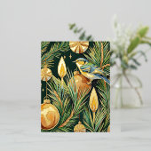 金ゴールドと火炎植物冬のガーデンクリスマス 箔シーズンポストカード (立ち正面)