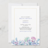 金ゴールドと熱帯多肉植物ブライダルブランチのシャワー 招待状 (正面)