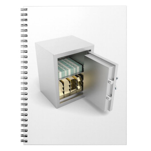 金ゴールドと現金で安全 ノートブック (正面)