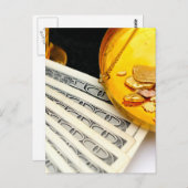 金ゴールドと現金 ポストカード (正面/裏面)