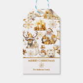 金ゴールドと白いクリスマスシンボル ギフトタグ (正面)