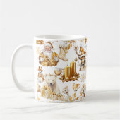 金ゴールドと白いクリスマスシンボル コーヒーマグカップ (左)