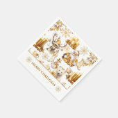 金ゴールドと白いクリスマスシンボル スタンダードカクテルナプキン (角)