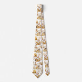 金ゴールドと白いクリスマスシンボル ネクタイ (正面)
