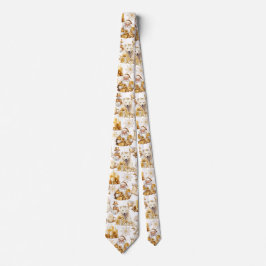 金ゴールドと白いクリスマスシンボル ネクタイ