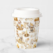 金ゴールドと白いクリスマスシンボル 紙コップ (右)