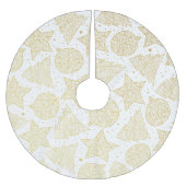 金ゴールドと白いクリスマスパターンのツリースカート ブラッシュドポリエステルツリースカート (正面)