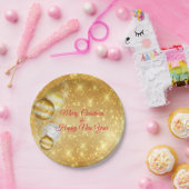 金ゴールドと白いクリスマスボール ペーパープレート (パーティー)