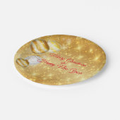 金ゴールドと白いクリスマスボール ペーパープレート (アングル)