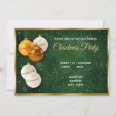 金ゴールドと白いクリスマスボール 招待状 (正面)