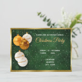 金ゴールドと白いクリスマスボール 招待状 (スタンド正面)