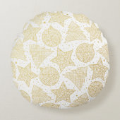 金ゴールドと白いクリスマスラウンド枕 ラウンドクッション (正面)