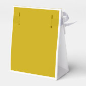 金ゴールドと白いシックなリボン付きモノグラムテント フェイバーボックス (裏面サイド)