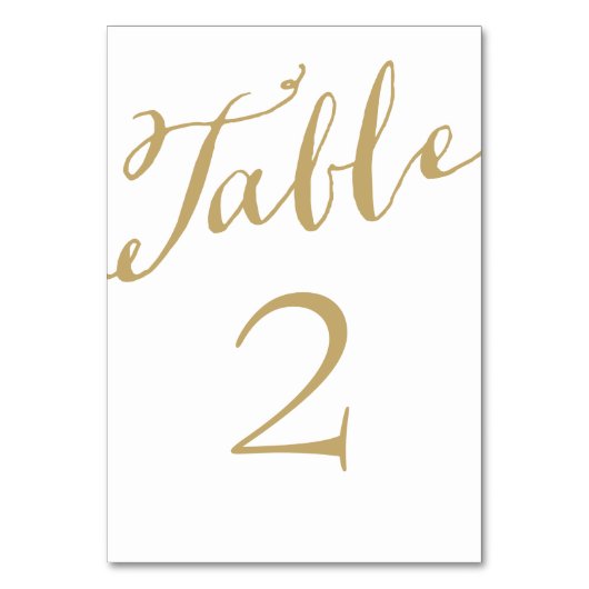 金ゴールドと白いシックな書道表の番号 テーブルナンバー (正面)
