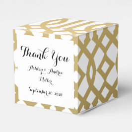金ゴールドと白いトレリスモダンパターン フェイバーボックス