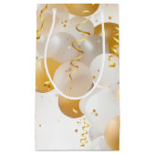 金ゴールドと白いバルーン スモールペーパーバッグ (正面)