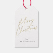 金ゴールドと白いメリークリスマス書 ギフトタグ (正面)