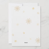 金ゴールドと白い喜びアーチのモダンスノーフレーク写真 シーズンカード (裏面)