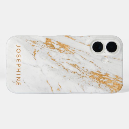 金ゴールドと白い大理石のパターパーソナライズされたン名 Case-Mate iPhoneケース (裏面 (横))