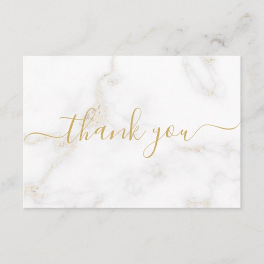 金ゴールドと白い大理石効果、お客様感謝してい向け エンクロージャーカード (正面)