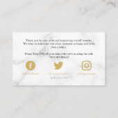 金ゴールドと白い大理石、お客様感謝していへ エンクロージャーカード (裏面)