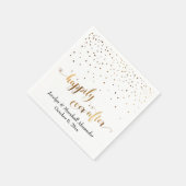 金ゴールドと白い幸せな後ずっとハート紙吹雪 スタンダードカクテルナプキン (角)