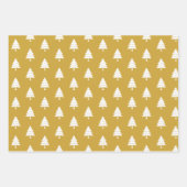 金ゴールドと白い木メリークリスマスの休日 ラッピングペーパーシート (正面2)