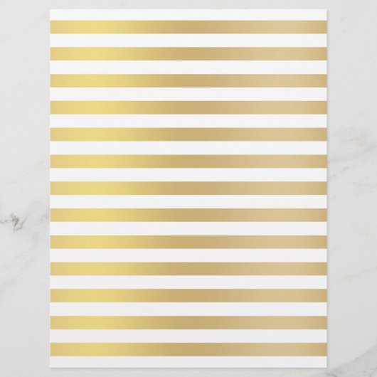 金ゴールドと白い水平線スクラップブック紙 (正面)