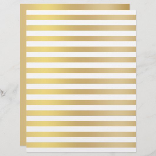 金ゴールドと白い水平線スクラップブック紙 (正面/裏面)