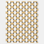 金ゴールドと白い織りの幾何学的パターン フリースブランケット (正面)