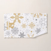 金ゴールドと白い背景の灰色の雪 バスタオルセット (ハンドタオル)