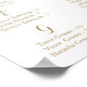 金ゴールドと白い花のアルファベット順の座席表 ポスター (角)