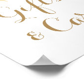 金ゴールドと白い花の贈り物とカードテーブルの看板 ポスター (角)