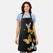 金ゴールドと白い蝶 エプロン (着用した状態)
