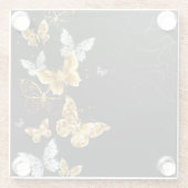 金ゴールドと白い蝶 ガラスコースター (裏面)