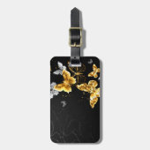 金ゴールドと白い蝶 ラゲッジタグ (正面縦)