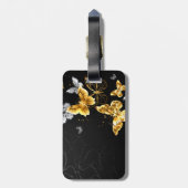 金ゴールドと白い蝶 ラゲッジタグ (裏面縦)