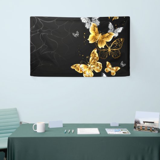 金ゴールドと白い蝶 横断幕 (トレードショー)
