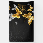 金ゴールドと白い蝶 横断幕 (縦)