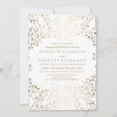 金ゴールドと白い赤ちゃんの息の婚約パーティ 招待状 (正面)